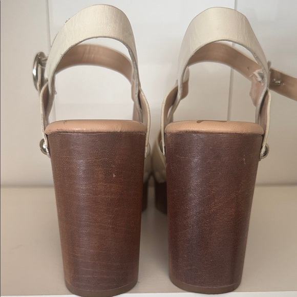 Sam Edelman Size 8.5 Josefine Heeled Platform Ivory Leather Blocked Heel Sandals - Picture 11 of 16